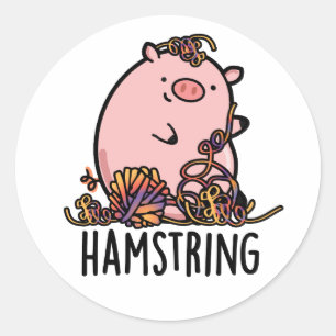 Hamstring Funny Pig Pun Runder Aufkleber