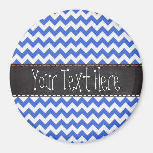 Han Blue Zickzack Stripes; Chalkboard-Look Magnet