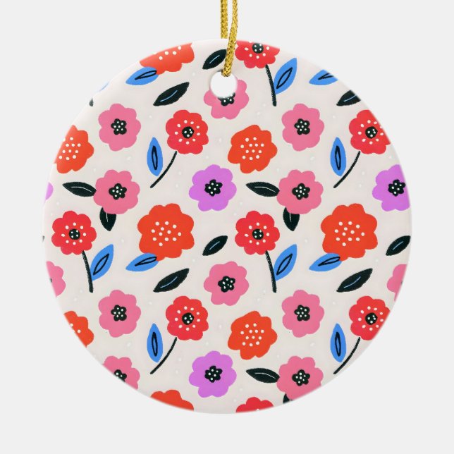 Han zeichnet Blumenmuster Keramik Ornament (Vorne)