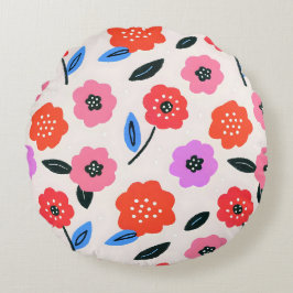 Han zeichnet Blumenmuster Rundes Kissen