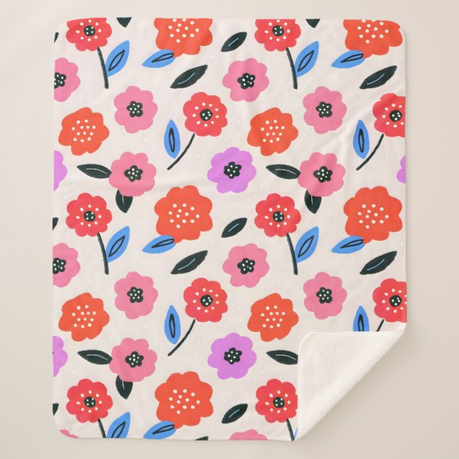 Han zeichnet Blumenmuster Sherpadecke (Vorderseite)