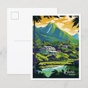 Hana Hawaii Art Vintage Reise Illustration Postkarte