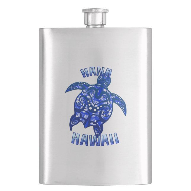 Hana Hawaii Vacation Tribal Turtle Flachmann (Vorderseite)