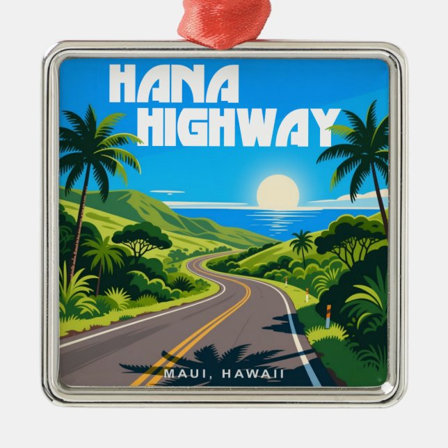 Hana Highway Maui Hawaii Landschaft Ornament Aus Metall (Vorne)
