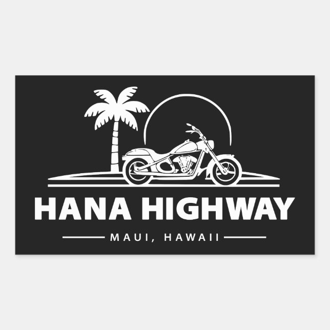 Hana Highway Maui Hawaii Motorrad Rechteckiger Aufkleber (Vorderseite)
