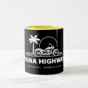 Hana Highway Maui Hawaii Motorrad Zweifarbige Tasse