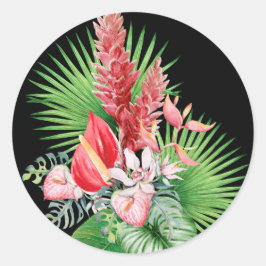 Hana hou! (Schwarze) Hawaiianische Blume Runder Aufkleber