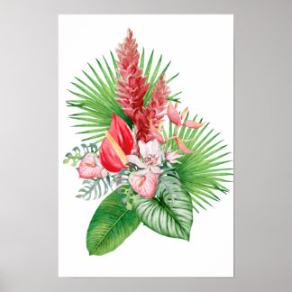 Hana hou! (Weiße) Hawaiianische Blume Poster