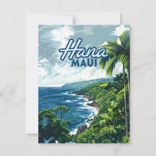 Hana Maui Hawaii Road bis Hana Beach Coast Card (Vorderseite)