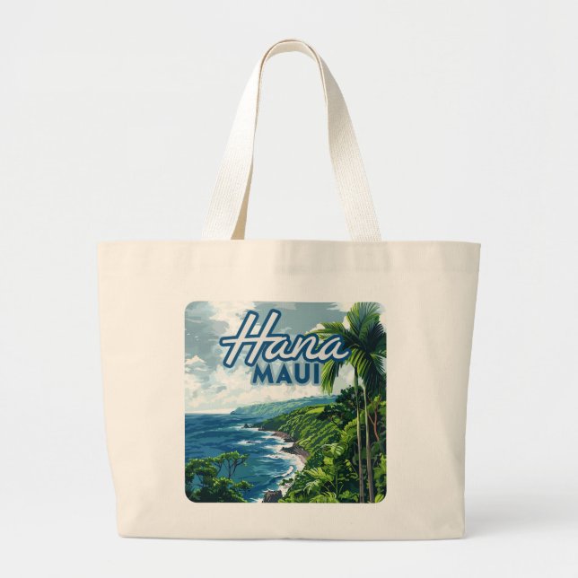 Hana Maui Hawaii Road bis Hana Beach Coast Retro Jumbo Stoffbeutel (Vorne)