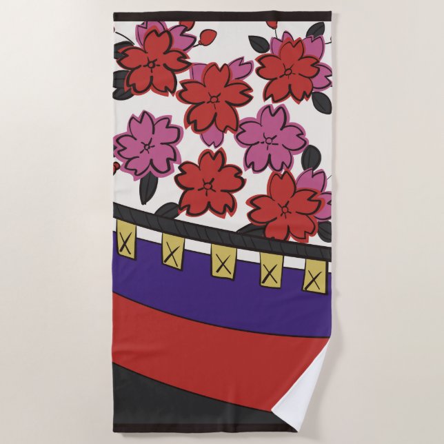 Hanafuda "Sakura-ni-maku" Strandtuch (Vorderseite)
