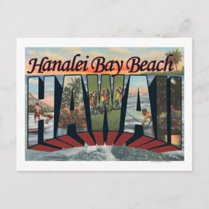 Hanalei Bay Beach, Hawaii - Große Briefszenen Postkarte