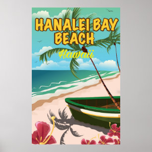 Hanalei Bay Beach Hawaii Reiseplakat Poster