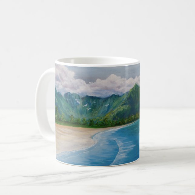 Hanalei Bay Hawaii Painting Kaffeetasse (Vorderseite Links)
