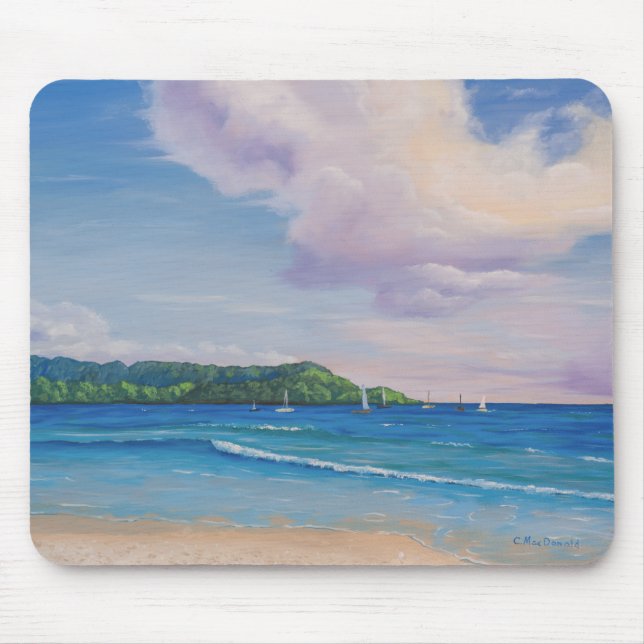 Hanalei Bay Hawaiianische Inseln Malerei Mousepad (Vorne)