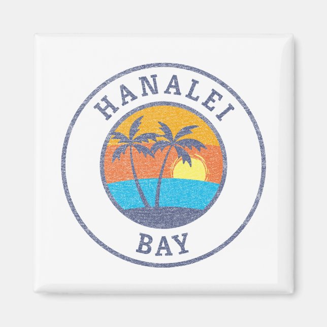 Hanalei Bay, Kauai Faded Classic Style Magnet (Vorne)