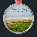 Hanalei Bay Kauai Hawaii Beach & Boote Ornament Aus Metall<br><div class="desc">Dieses hübsche Foto wurde im September 2012 am ruhigen Strand von Hanalei Bay, einem der schönsten Orte auf Kauai Hawaii, aufgenommen. Genießen Sie diese Szene von Meer Strand & Wellen mit Booten Segeln. 🌊 🌊 🌊 → © HawaiiSands Designs 📷 Tag #ShopHawaiiSands online Werbebotschaft direkt für jede Anpassung an dieses...</div>