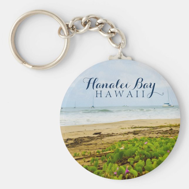 Hanalei Bay Kauai Hawaii Beach & Boote Schlüsselanhänger (Vorne)