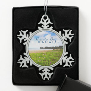 Hanalei Bay Kauai Hawaii Snowflake Pewter Christma Schneeflocken Zinn-Ornament