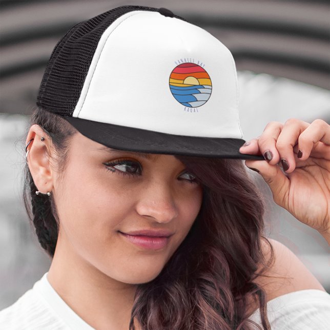 Hanalei Bay Kauai Vintag Beach Sunset Truckerkappe (Von Creator hochgeladen)