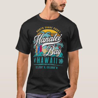 Hanalei Bay North Shore Kauai Hawaii Retro Sun T-Shirt