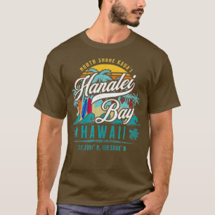 Hanalei Bay North Shore Kauai Hawaii Retro Sun T-Shirt