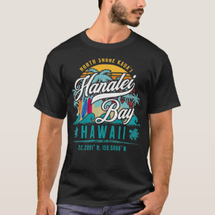 Hanalei Bay North Shore Kauai Hawaii Retro Sun T-Shirt