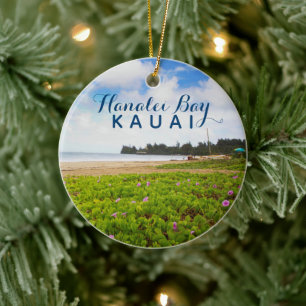Hanalei Bucht, Foto-Jahr Kauais Hawaii 2 Keramik Ornament