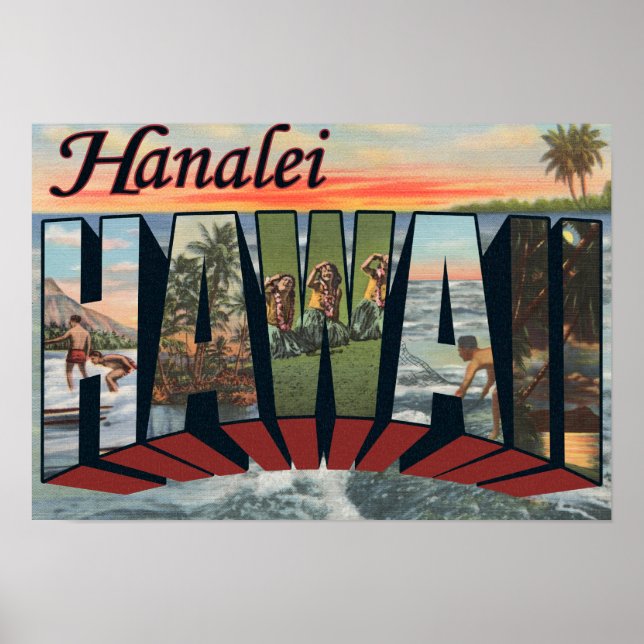 Hanalei, Hawaii - Große Briefszenen Poster (Vorne)