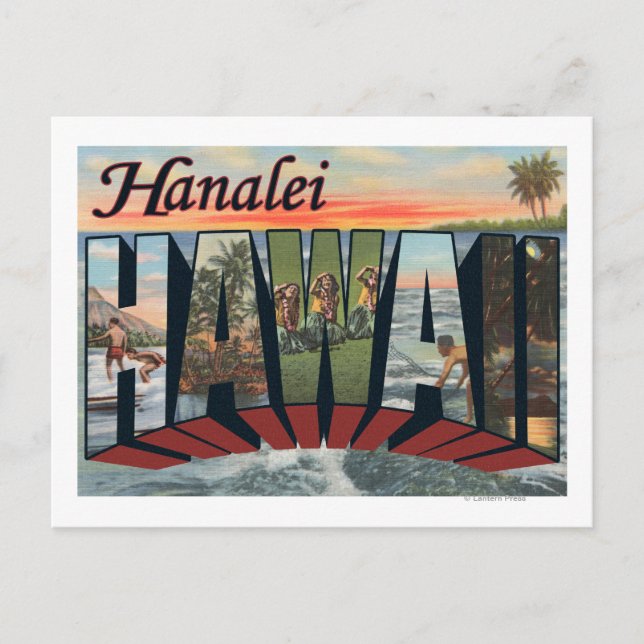 Hanalei, Hawaii - Große Briefszenen Postkarte (Vorderseite)