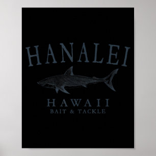 Hanalei Hawaii Hai Retro-Schiefer Kunst Angeln Poster
