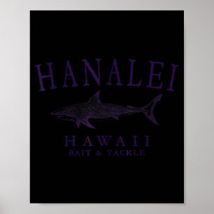 Hanalei Hawaii Hai Vintage-Pflaume Kunst Angeln Poster
