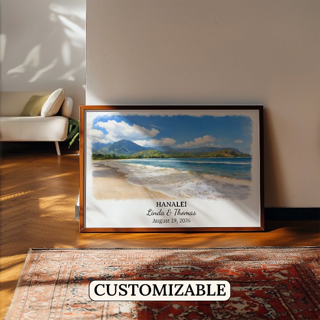 Hanalei Hawaii Poster, Aquarell, Maßanfertigung Poster (Von Creator hochgeladen)