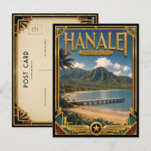 Hanalei Hawaii Vintage Art Deco Golden Age