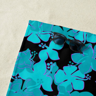 Hanalei Hawaiian Hibiskus Camouflage Floral - Aqua Strandtuch
