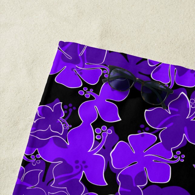 Hanalei Hawaiian Hibiskus Camouflage Floral - Lila Strandtuch (Beispiel)
