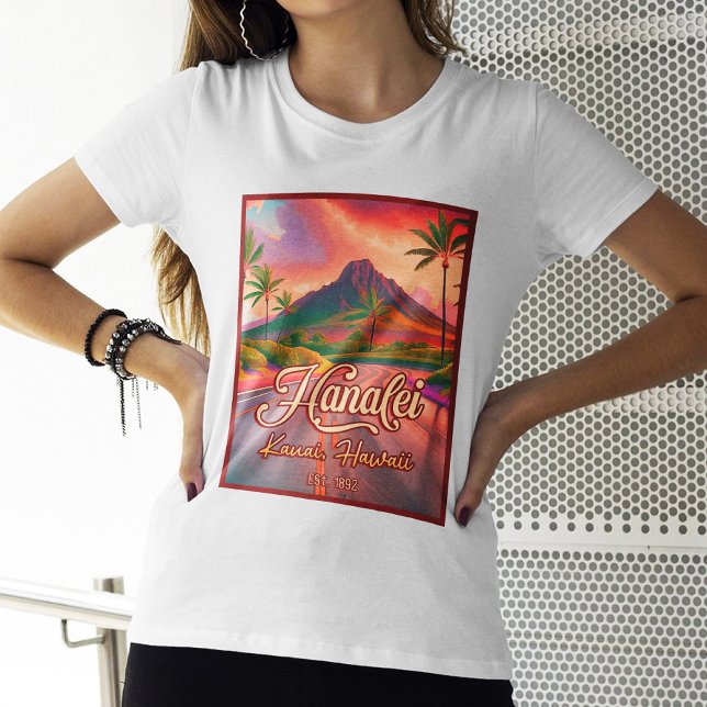 Hanalei Kauai Hawaii Retro Volcano Road 1950s T-Shirt (Von Creator hochgeladen)