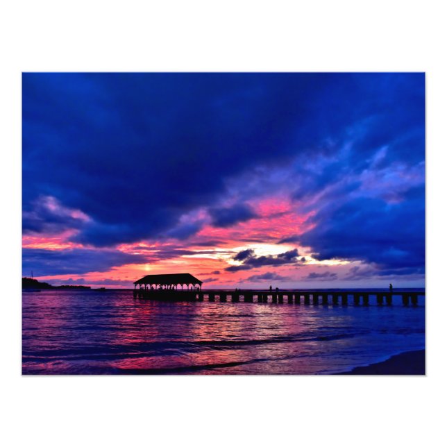 Hanalei Pier bei Sunset - Kauai, Hawaii Fotodruck (Vorne)