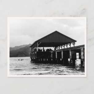 Hanalei Pier Kauai Hawaii Schwarz-Weiß-Foto Postkarte