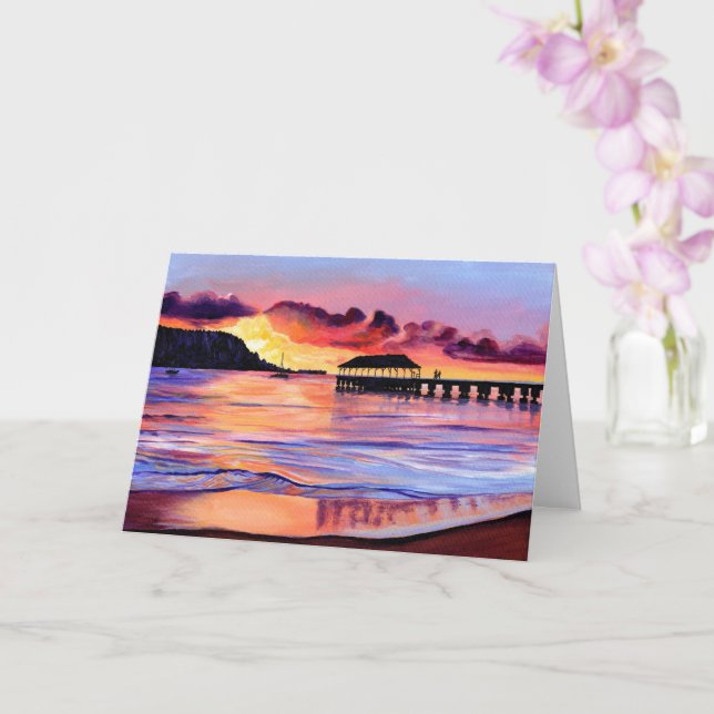 Hanalei Pier Sunset Card Karte (Orchidee)