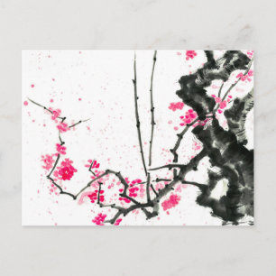 Hanami   Blüte der Sakura - Blume Postkarte