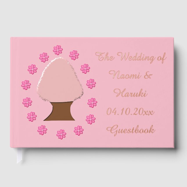 Hanami Japanese Cherry Tree Custom Wedding Gästebuch (Vorderseite)