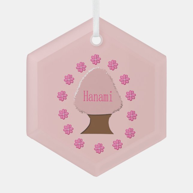 Hanami Japanese Cherry Tree Ornament Aus Glas (Vorderseite)
