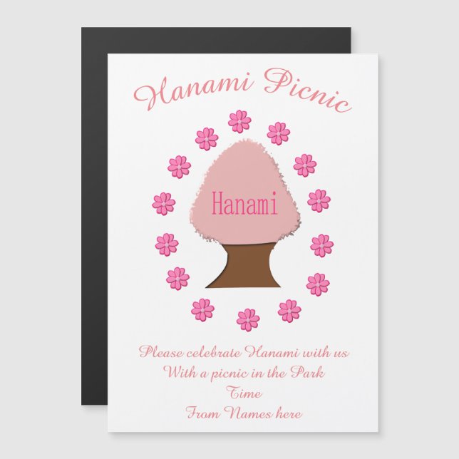 Hanami Japanese Cherry Tree Personalisiert Magneteinladung (Vorne/Hinten)