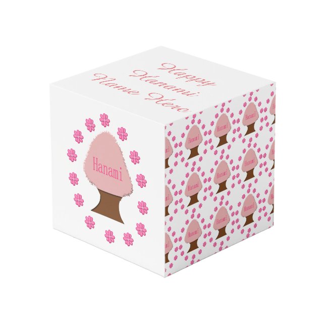 Hanami Japanese Cherry Tree Personalisiert Würfel (Vorderseite Schrägansicht)