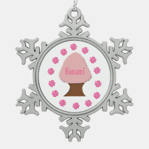 Hanami Japanese Cherry Tree Schneeflocken Zinn-Ornament