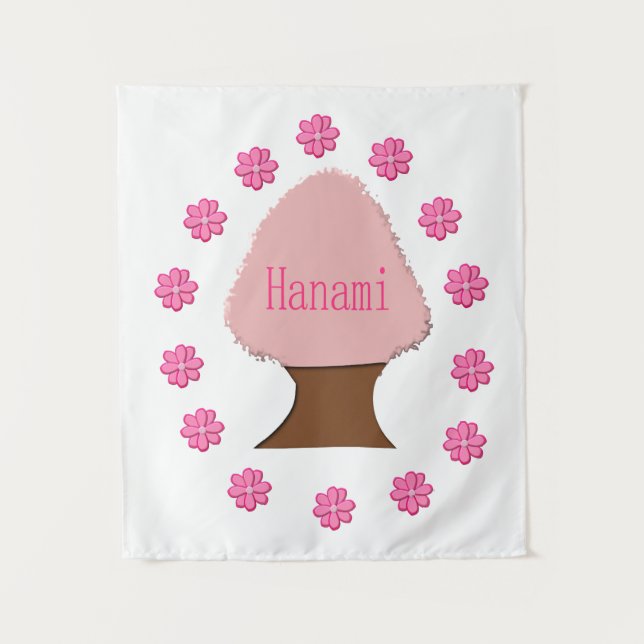 Hanami Japanese Cherry Tree Wandteppich (Vorderseite)