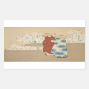 Hanami saison Kamisaka Sekka japan painting Art ca Rechteckiger Aufkleber