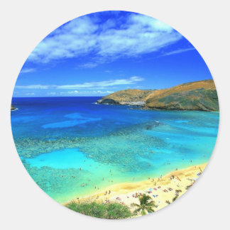 Hanauma Bay Beach Aloha! Runder Aufkleber