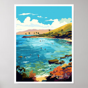 Hanauma Bay Hawaii Art Vintage Reise Illustration Poster